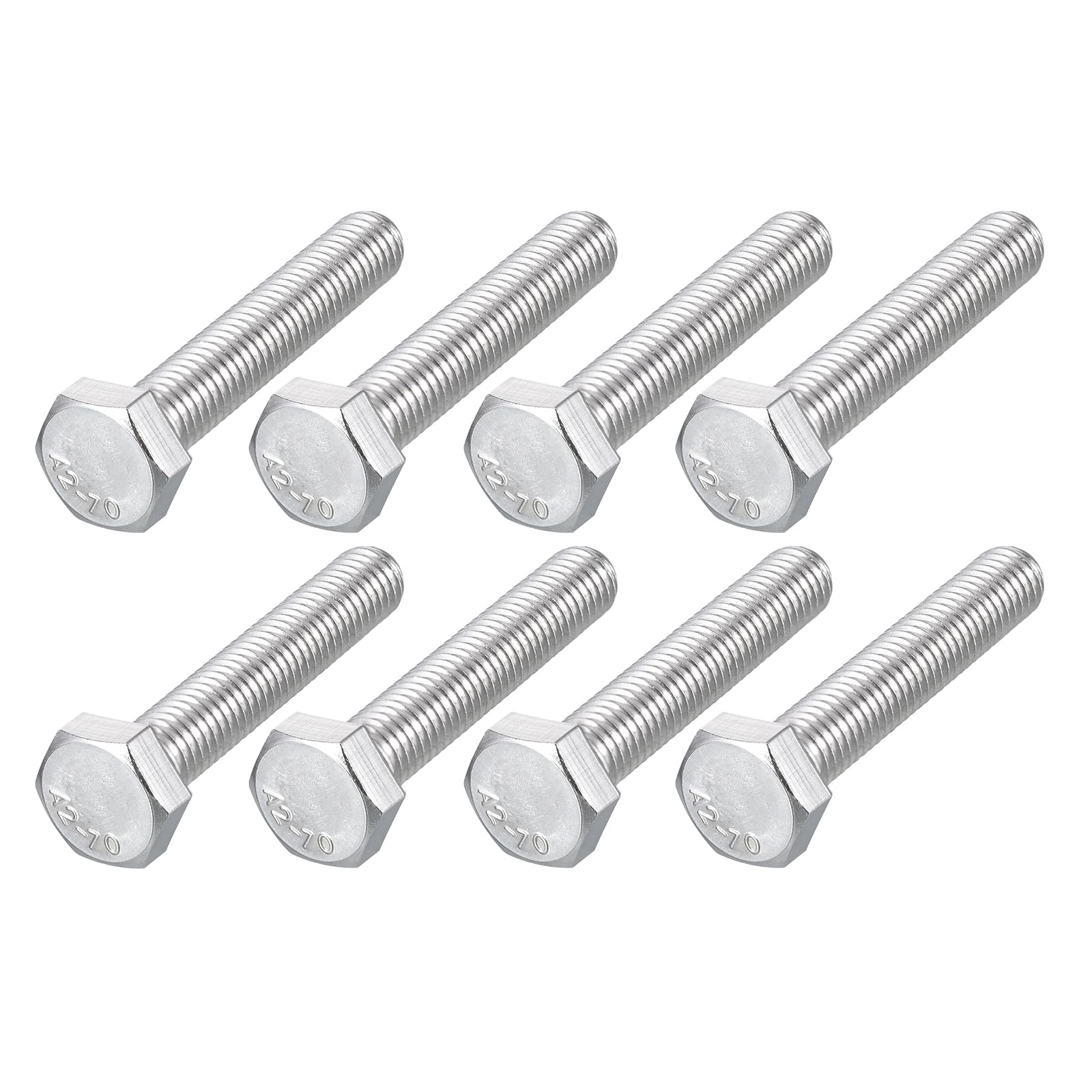 METALLIXITY Hex Bolts (M8-1.25x45mm) 8Pcs, 304 Stainless Steel Coarse Fully Threaded Hex Head Screw Bolt Machine Screws - for Furniture Repair, Silver — image 1