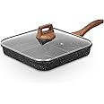 ESLITE LIFE 11 Inch Nonstick Divided Grill Pan with Lid for Indoor Cooking, Versatile 3-In-1 Induction Large Breakfast Pan for Stove Tops, PTFE & PFOA Free, Black