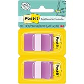 Post-it Flags, 1 x 1.7 in, Purple, 2 Dispensers, 50 Flags/Dispenser | Removable Page Markers for Planners, Journals, and Calendars