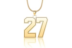 CandyCharms Stainless Steel 18K Jersey Number Necklace Sports Soccer Football Basketball Baseball for Boys Men Girls