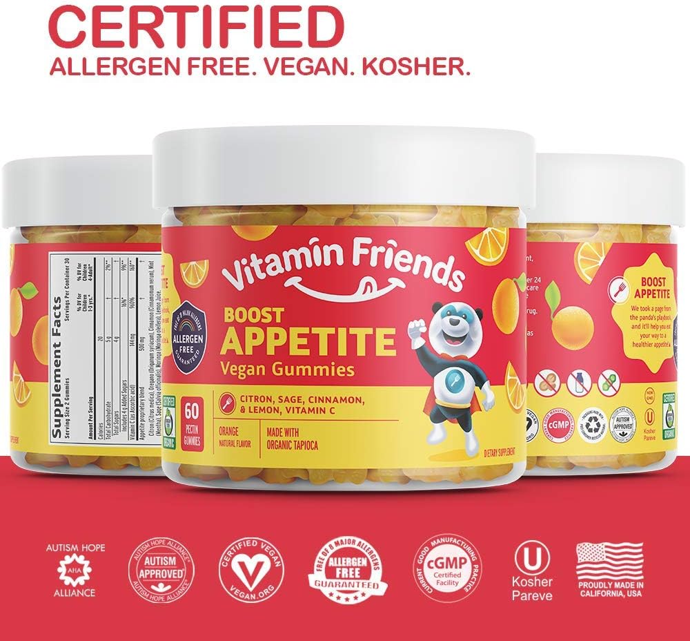 Amazon Com Vitamin Friends All Natural Vegan Children S Appetite Stimulant And Weight Gainer With Boost Appetite Gummies 1 Pack 60 Count Orange Flavor Vitamin Health Personal Care
