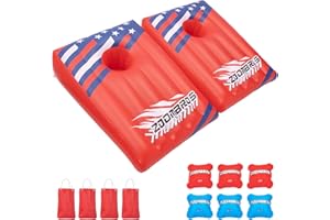 ZOOMBROS 2in1 Pool Cornhole, 6 Bean Bags & Ring Toss with Anchor Bags, Pool Cornhole Game Floating, Inflatable Pool Toys for Adults Teens and Family