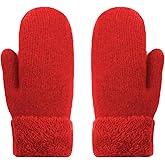 CaySep Winter Warm Mittens for Women Men-Soft Lining Cozy Stretchy Knit Mittens Double Layer Thick Outdoor Knitted Gloves
