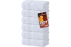 WHITE CLASSIC White Hand Towels Set for Bathroom, 6 Pack - Cotton Hand Towel Set for Gym, Kitchen and Spa, 16x27 Inches Soft Highly Absorbent Quick Dry Terry Salon Towels