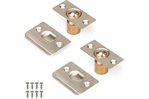 Ilyapa French Door Ball Catch - 2 Pack Satin Nickel Closet Door Adjustable Screw in Ball Catch Latch for Kitchen Pantry, Laundry Room, Mud Room