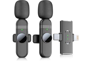 CDMVAB 2 Pack Wireless Microphone for iPhone,Android Phone(2 in 1) - Professional Lavalier Microphone Plug-Play Clip on Micro
