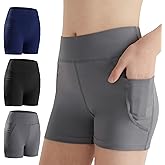 DIPUG Girls Volleyball Shorts 3 Pack with Pockets Kids High Waist Biker Shorts for Dance Yoga Cheer Gymnastics