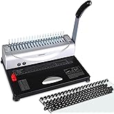 MAKEASY Comb Binding Machine - Punch 12 Sheet, Easy Punch No Jam, Heavy-Duty Metal Build, Book Binder for Office Reports &amp; Home School Projects, Includes 100 Combs, Letter/A4/A5 Compatible