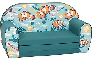 Delsit Kids Couch for Toddlers - 2 in 1 Convertible Foam Sofa to Lounger, Comfy Flip Out Lounge Chair for Children, Made in E