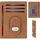 GAOCHALE Slim Wallet for Samsung Smarttag2 Front Pocket Minimalist Leather Wallet Compatible with Samsung Tag RFID Blocking Card Holder(Brown)