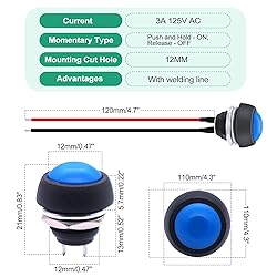 Twidec/6Pcs 12mm Momentary Push Button Switch