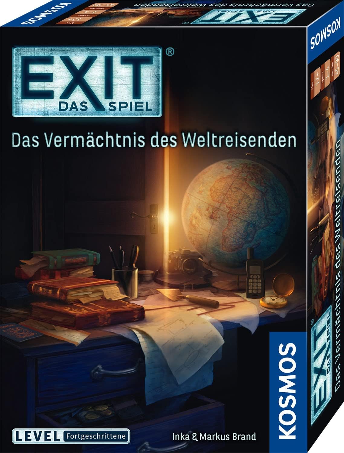 KOSMOS 682828 EXIT - Das Spiel - Das Vermächtnis des Weltreisenden, Level: Fortgeschrittene, Escape Room Spiel, EXIT Game für 1-4 Spieler ab 12 Jahre, EIN einmaliges Gesellschaftsspiel