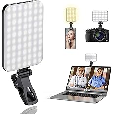 ALTSON 60 LED Portable Selfie Light Video Conference Lighting with Clip & Camera Tripod Adapter Rechargeable 2200mAh CRI 97+,