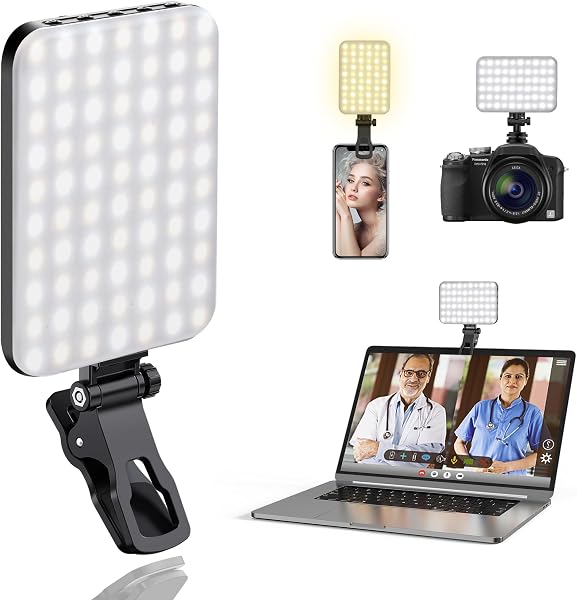 ALTSON 60 LED Portable Selfie Light Video Conference Lighting with Clip & Camera Tripod Adapter Rechargeable 2200mAh CRI 97+,