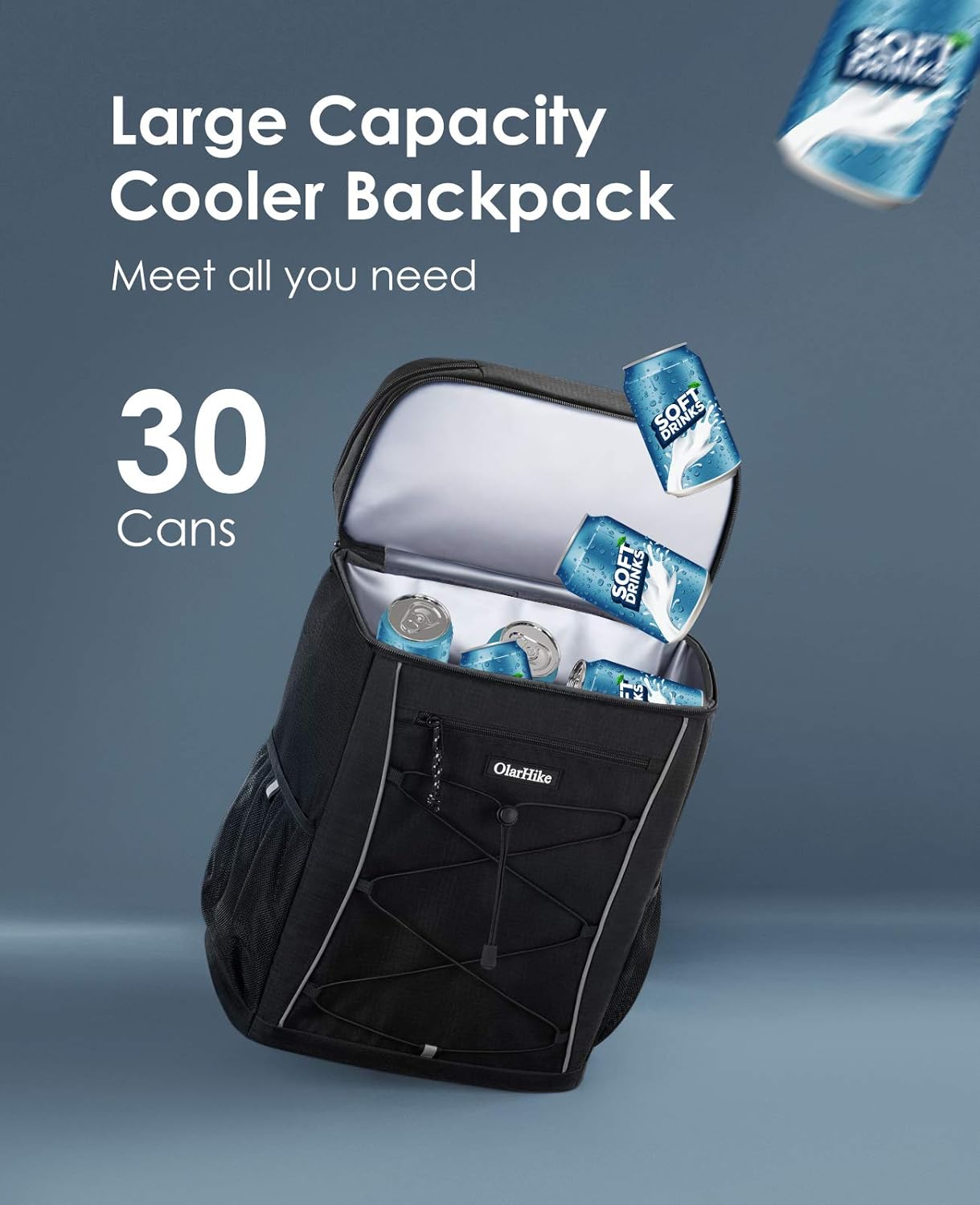OlarHike Cooler Backpack with Reflective Strip, 30 Cans Insulated Waterproof Backpack Cooler Bag for Hiking, Camping, Picnic : Garden & Outdoor