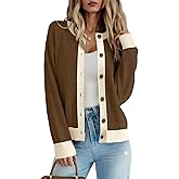 Bashafo Cardigan Sweaters for Women Long Sleeve Loose Fit Cardigans Open Front Button Down Knit Outwear