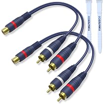 RCA Audio Y Splitter Cable | 1 Female To 2 Male Mono Jack Adapter | MAS Audio Cable For Home & Car Audio