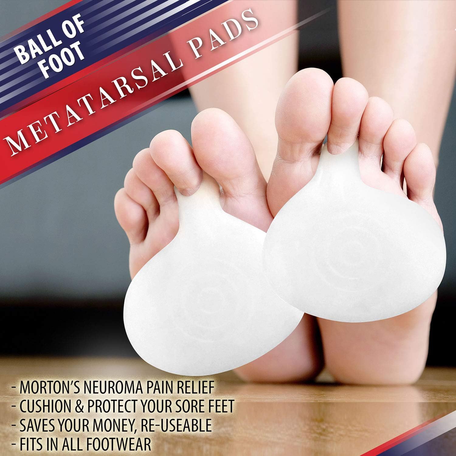 Metatarsal Ball of Foot Cushions – Gel Metatarsal Foot Pads for Women or Men’s Metatarsalgia Pain Relief. Orthotics Metarsal Support Pad with Toe Loop to Help Sesamoiditis & Mortons Neuroma (5 Pairs): Health & Personal Care
