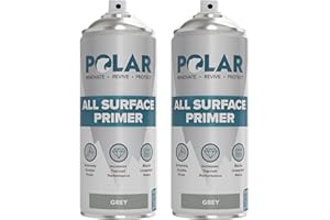 POLAR SPECIALIST COATINGS Polar All Surface Primer Matt Gray- 2 x 13.5 Fl Oz - Ideal for Wood, Metal, Plastic, Brick - Enhanced Adhesion & Quick Drying
