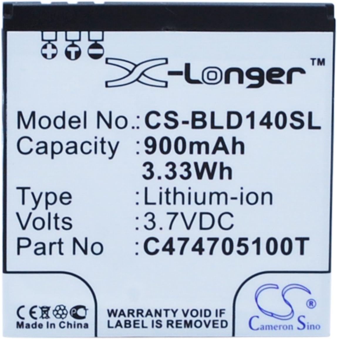 BLU C474705100T 900mAh X-Longer Battery for BLU D140, D141S, D141W, Dash JR, Dash Jr Social