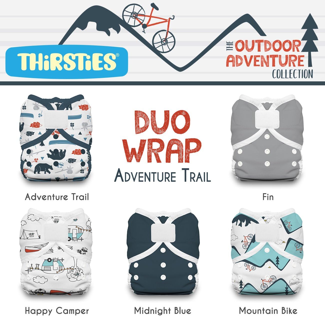 Thirsties Package, Duo Wrap Hook & Loop, Outdoor Adventure Collection Adventure Trail Size 2