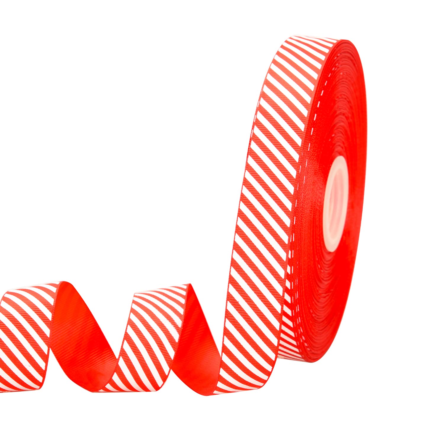 Lezevn 50 Yards 1 Inch Peppermint Stripe Candy Ribbon - Red White Christmas for Gift Wrapping Bows Holiday DIY Decoration