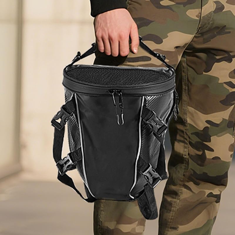 Bolsa traseira de banco de mota de 10 L, com capa impermeável contra a chuva, com alça de ombro e bolso interior, para bagageiro de motocicleta, 320 x 270 x 180 mm, preto