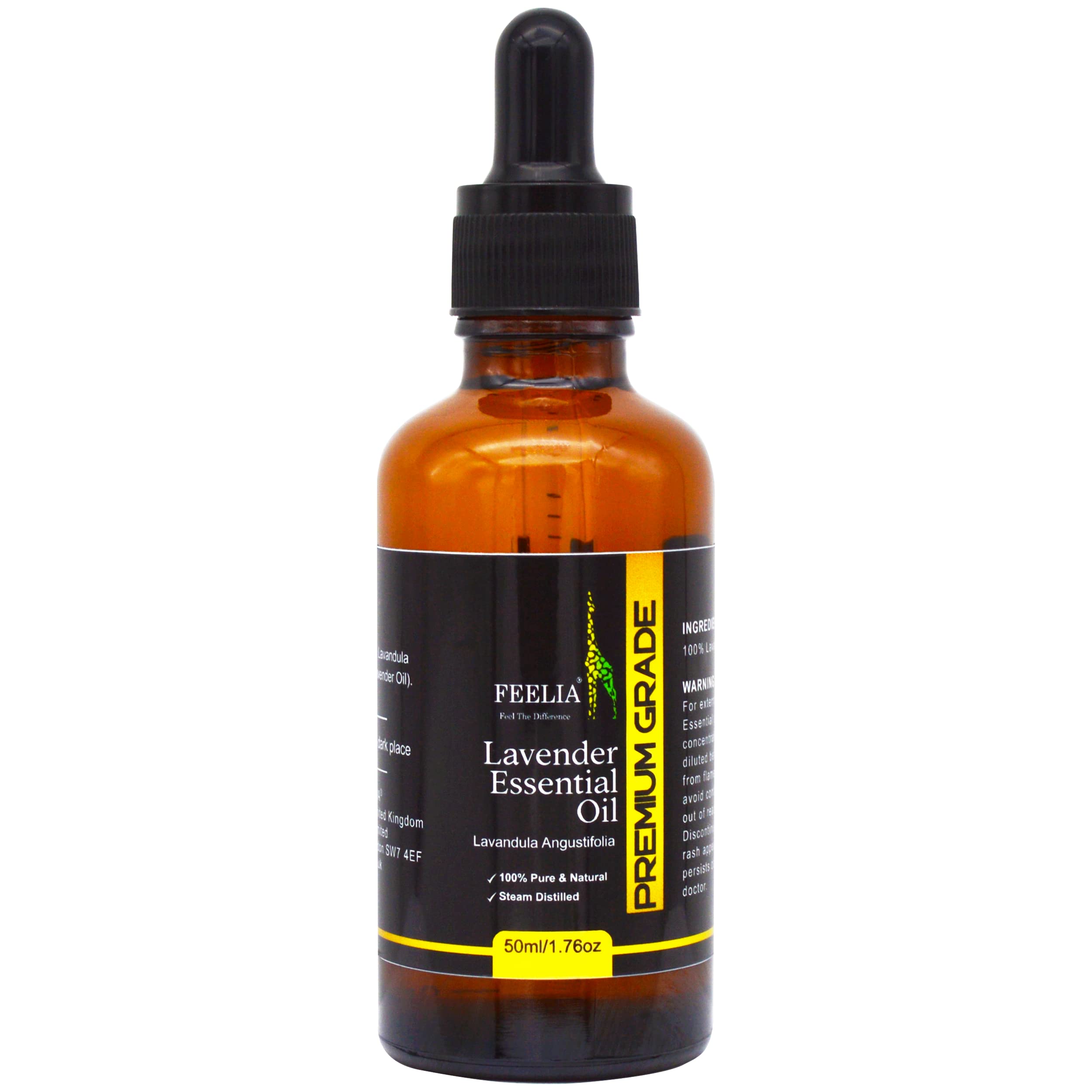 Feelia - Lavender Essential Oil - 100% Pure & Natural, Premium Grade, Steam Distilled & Undiluted, Great for Aromatherapy & Relaxation (50ml, Lavender)