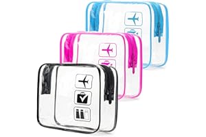 MODENGKONGJIAN TSA Approved Toiletry Bag, 3 Pcs Clear Toiletries Bags Quart Size Travel Makeup Cosmetic Bag for Women Men, Carry on Airport Airline Compliant Bag (Multicolor)