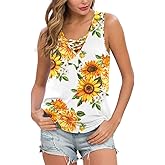 Feiersi Women's Sleeveless Criss Cross Casual Tank Tops Basic Blouse