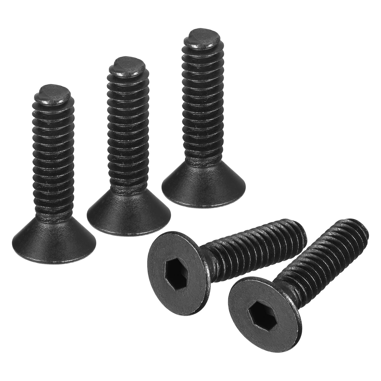 uxcell #6-32x5/8" Flat Head Socket Cap Screws, 10.9 Grade Carbon Steel Hex Socket Countersunk Flat Head Screw Bolts Machine Screws Fasteners, Fully Threaded, Black Oxide, 10Pcs