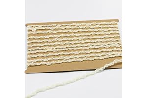 dlboboai Beaded Lace Trim Polyester Braided Ribbon 7 Yards 15mm Wide Lace Trim for Sewing Crafts Clothing Curtains Accessories Lampshade Home DIY Decoration (Beige, 15mm Wide)