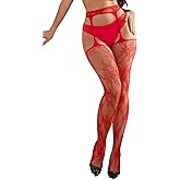 Eagerlove Womens Fishnet Tights Plus Size Thigh High Stockings Sexy Mesh Fishnet Pantyhose Suspender Valentine's Gift