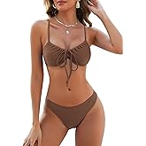 ZAFUL Women High Cut Bikini Sets String Sexy Swimsuit Two Piece Underwire Bathing Suit Brazilian Cheeky Cut Out Cute Swimwear