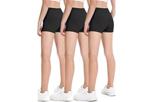 HASMES 3 Pack Girls Athletic Shorts Dance Biker Gymnastics Spandex Yoga Running Shorts for Kids 4-12 Years