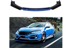 JMTBNO Universal Front Bumper Lip Body Kit, ABS Front Spoiler Black Front Bumper Lip Splitter Body Kit Compatible with Audi A1 A3 A4 (Black-Blue)
