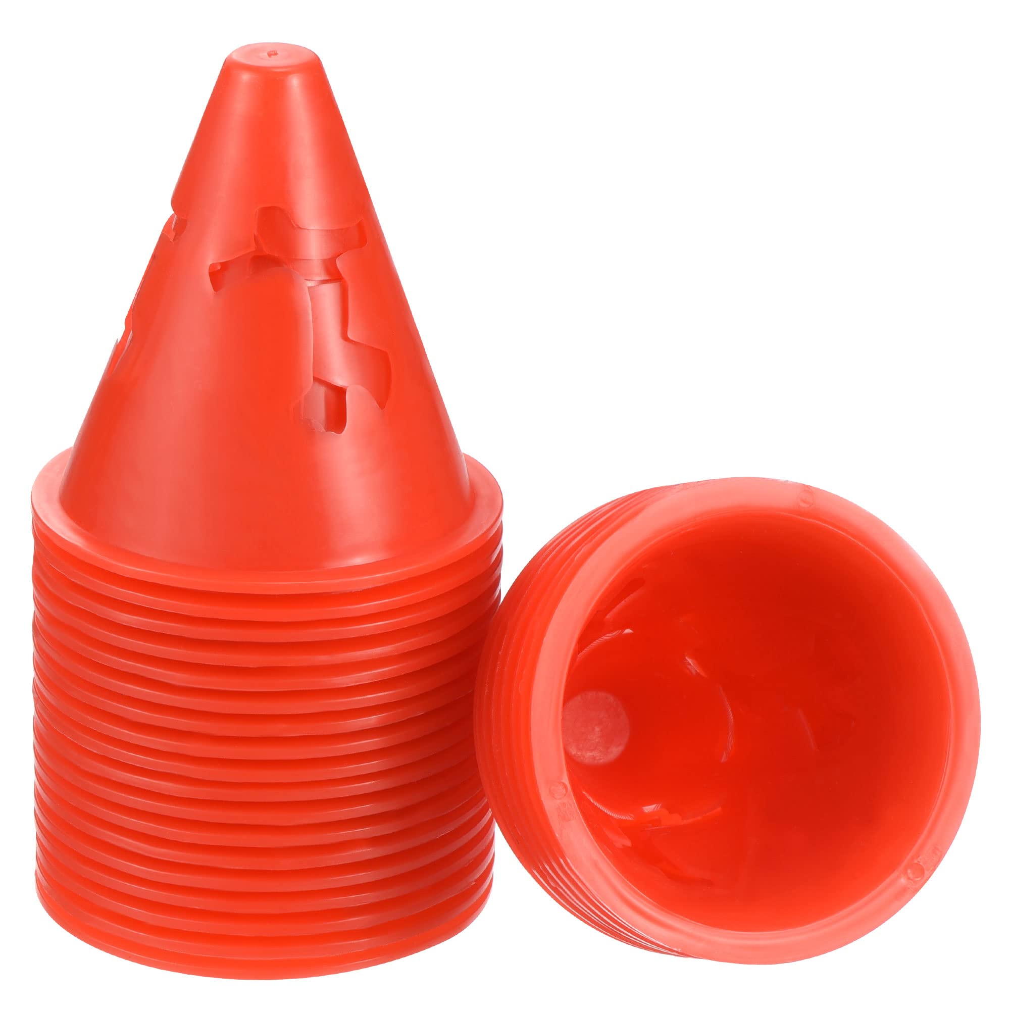 PATIKIL Agility Cones, 25 Pack Sports Cones Training Marker with Exercise Holes for Football Roller Skating Outdoor Activity, Red