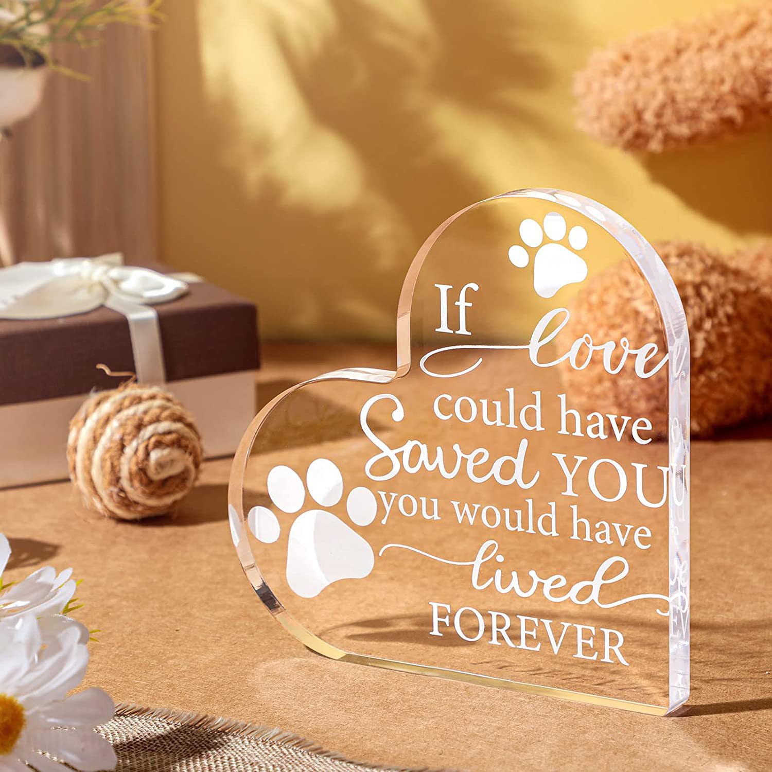 Umimiss Pet Bereavement Gifts - Pet Dog Memorial Gifts, Rainbow Bridge Pet Loss Gifts, Pet Dog Memorial Plaques Gifts, Acrylic Crystal Heart Dog Bereavement Gifts, In Memory of Dog Passed Away