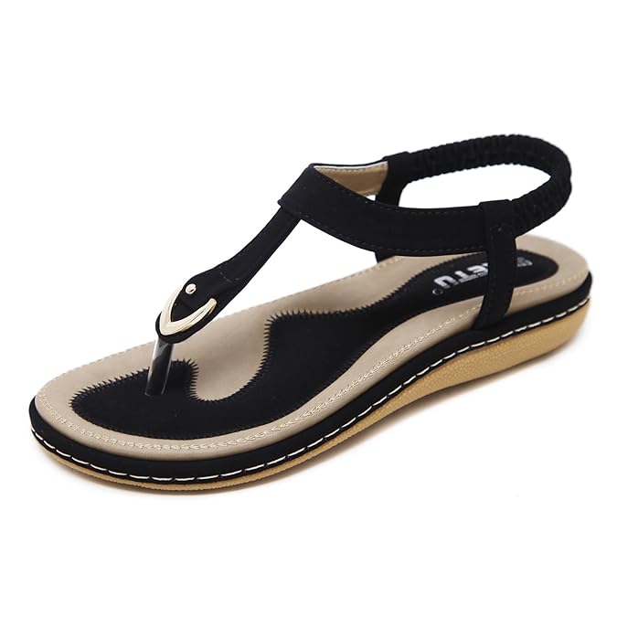 Damen Sommer Sandalen Böhmische Zehentrenner Sommerschuhe Frauen Flach Outdoor Schuhe