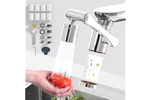 TOPVELO 1440° Rotating Faucet Extender Aerator with Eight Water Purification Filter Replacement, Universal Splash Filter Faucet with Two Water Outlet Modes, Foldable Faucet Extender for Daily Washing