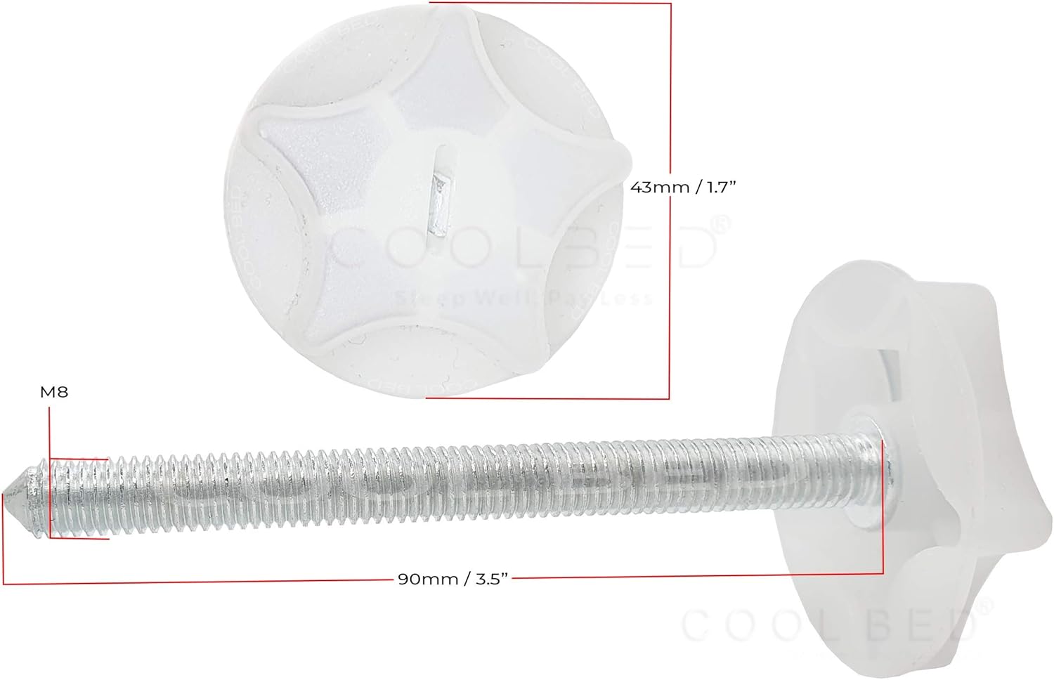 COOL BED 2 X M8 Headboard Bolts 90mm Screws with Fitted Washers Fixings for Divan Bed (2 x M8 90MM BOLTS WITH WASHER) - Image 4