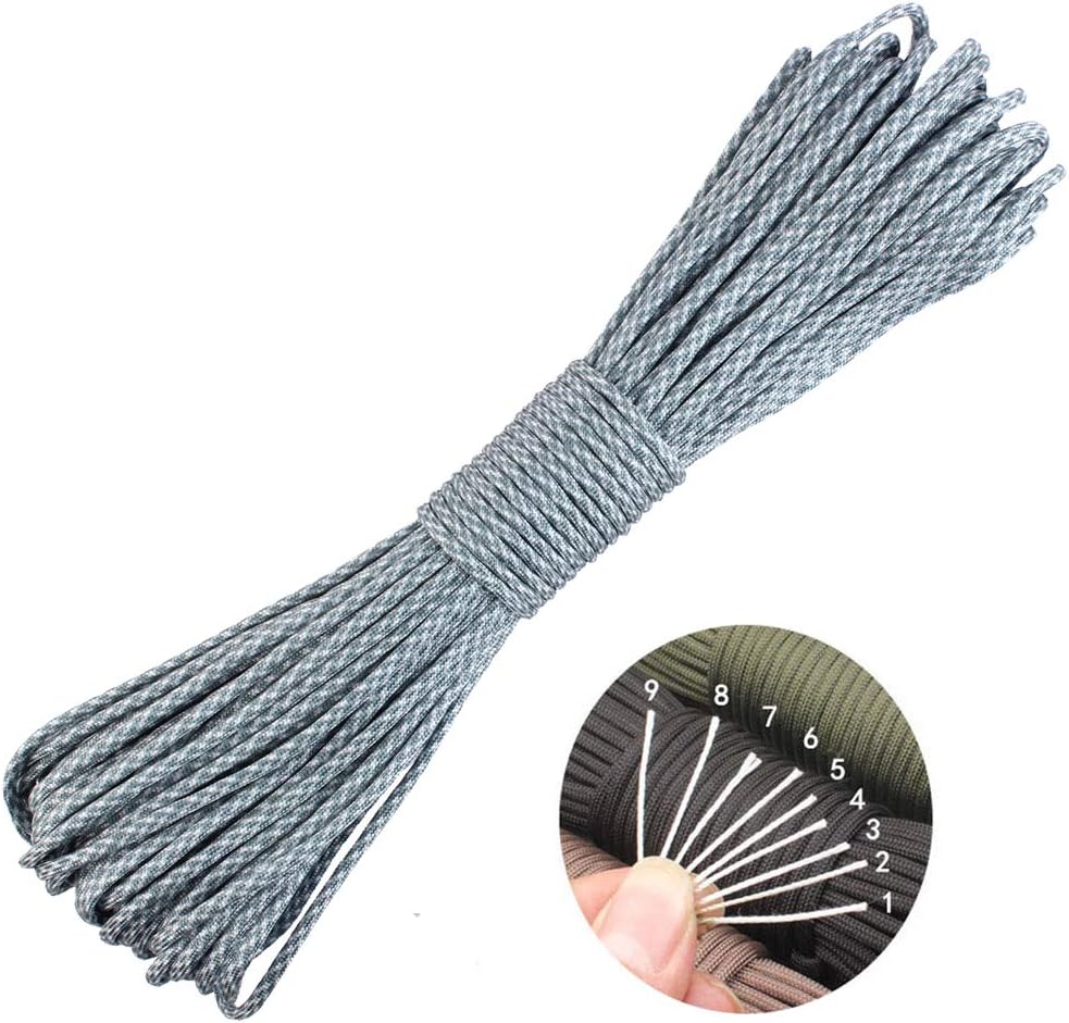 GeGeDa Paracord 9 Core 550 Parachute Cord Camping Rope 100FT
