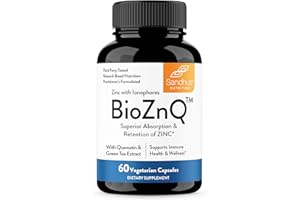 Sandhu's Zinc Supplement with Ionophores| Quercetin & Green Tea Extract for Superior Absorption and High Potency| 800mg Vegetarian Capsules 60 Count (Pack of 1)| Immune Support for Men & Women