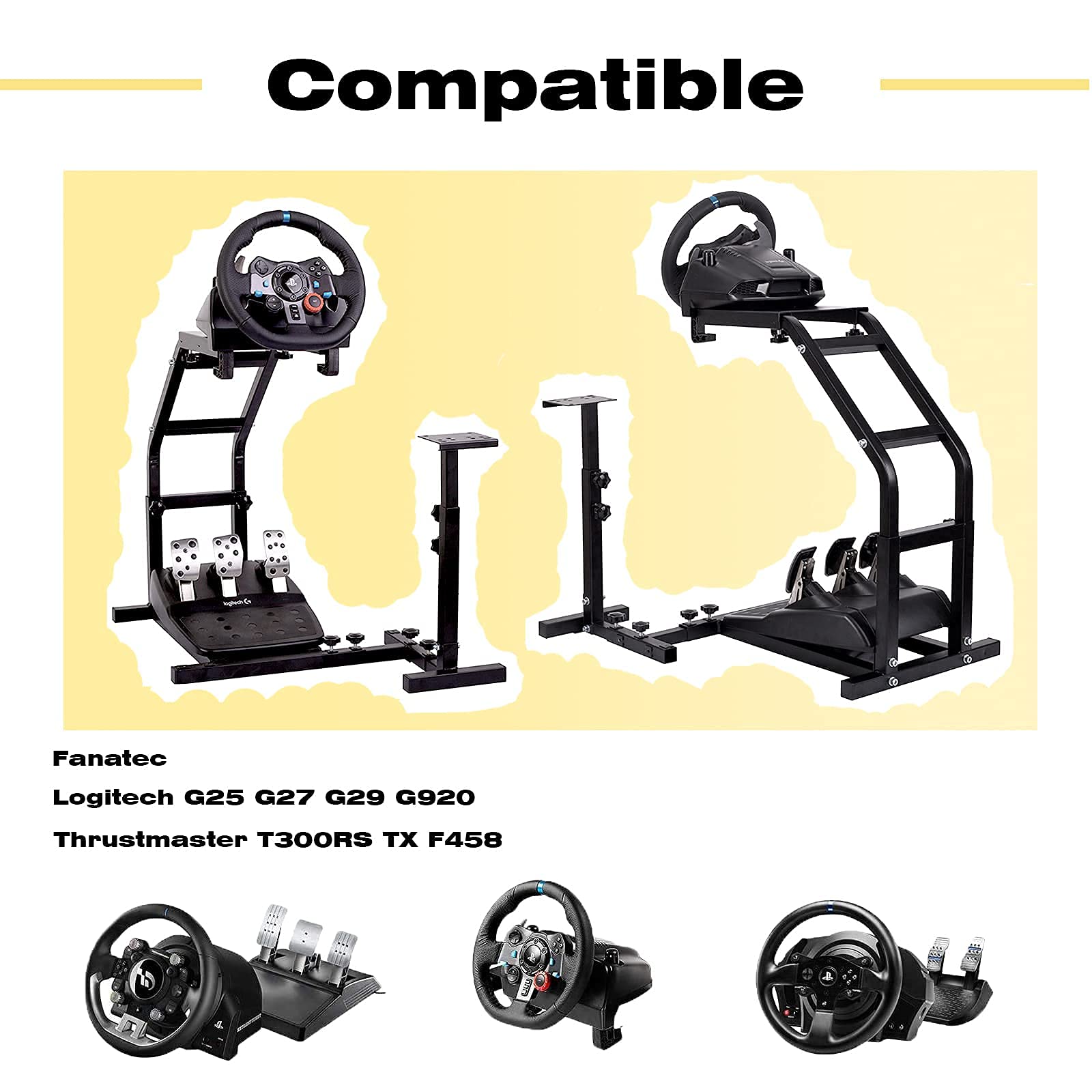 Marada Racing Simulator Cockpit Height Adjustable Steering Wheel Stand for Logitech G25,G27,G29,G37,G920 Racing and Pedals Not Included