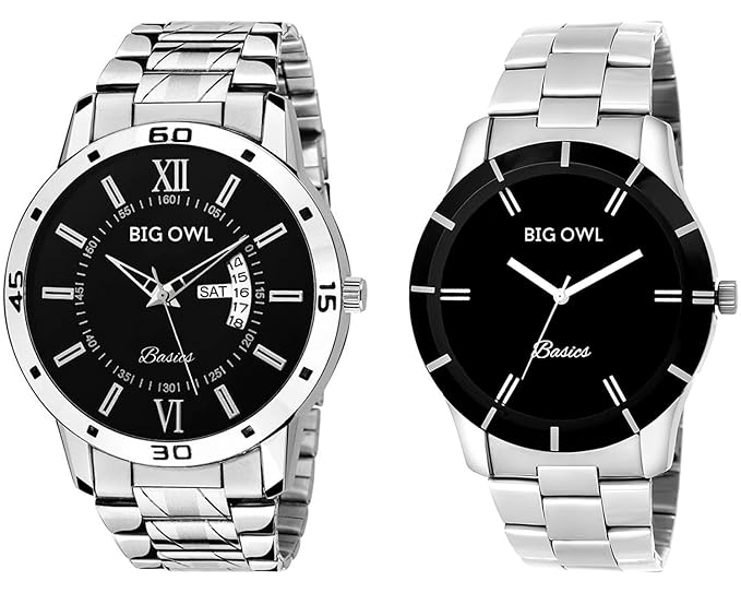 Bigowl Wrist Watch Couple Combo for Men and Women