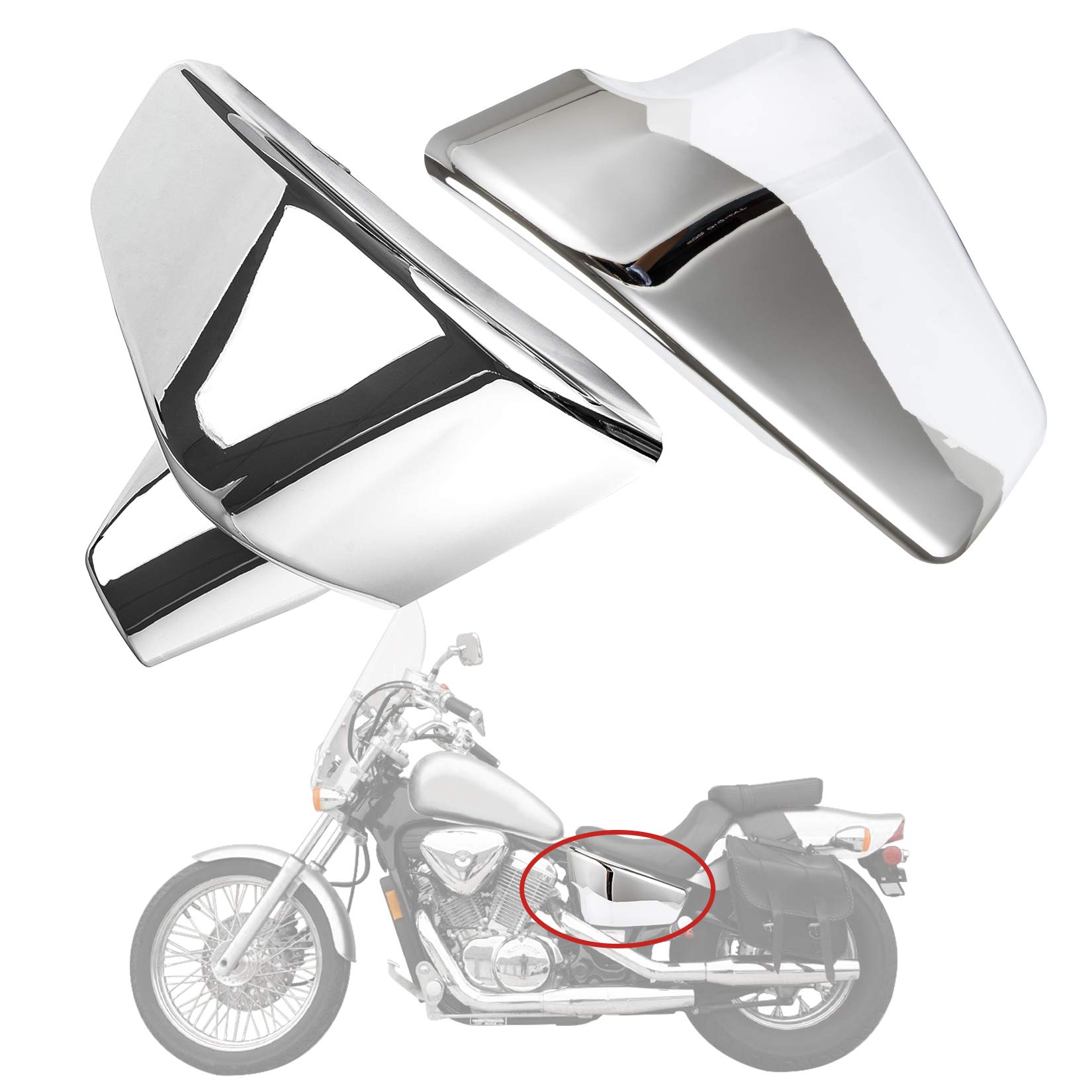 Photo 1 of PSLER Battery Side Fairing Covers for VT 600 1999-2008 and for VT 600C CD Shadow VLX Deluxe 1999-2007 (Chrome)