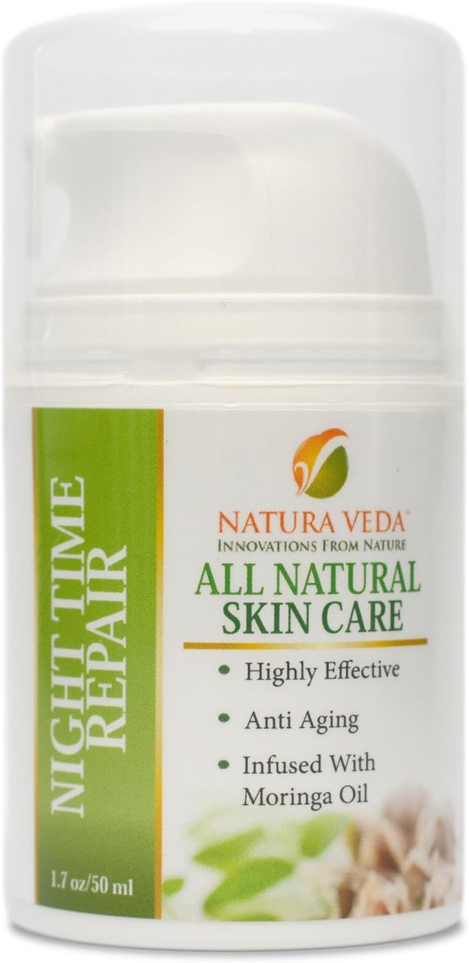 Natura Veda - All Natural Night Time Repair Cream - Anti Aging - Moringa Oil Infused - 1.7 oz/50 ml