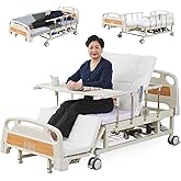 Premium Full Electric Hospital Bed for Home Use with Lateral Tilting Function, 10-Function Medical Beds with 5 Adjustable Positions, CPR Flat, 5" Locking Casters, Mattress &amp; IV Pole, 550 lbs Capacity