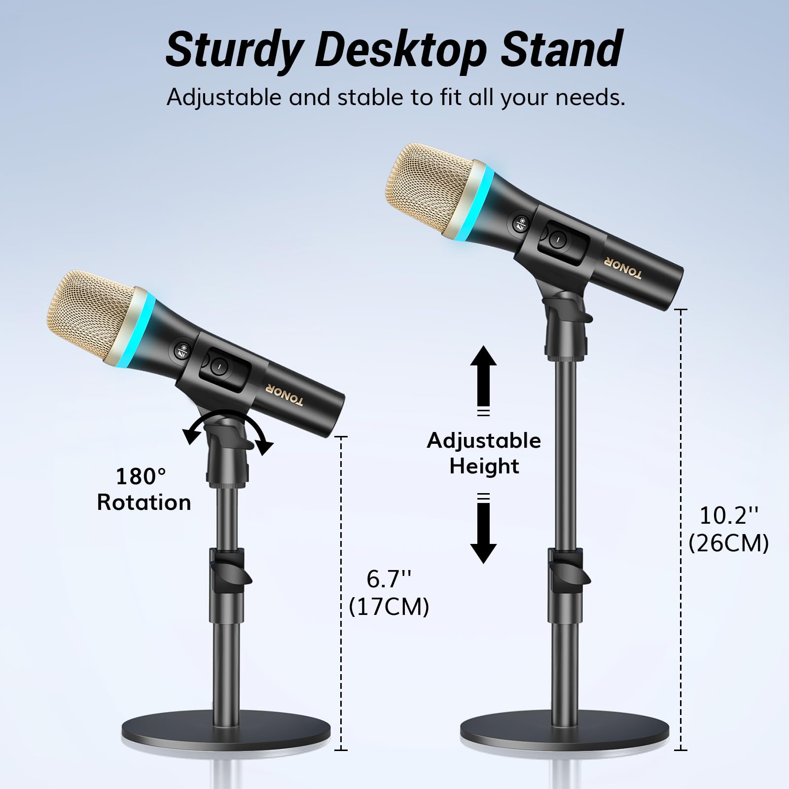 TONOR USB/TypeC Dynamic Microphone Vocal Mic, Single Directional Metal Handheld Wired RGB Condenser Microphone with Desktop Stand, One Click Mute for Live Streaming, Telework, Gamer, Content Creator,