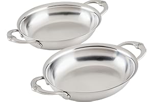 Hestan Provisions - Oval au Gratin Dishes Stainless Steel, Set of 2, (13 Ounce), Small (6.5" x 5.5")